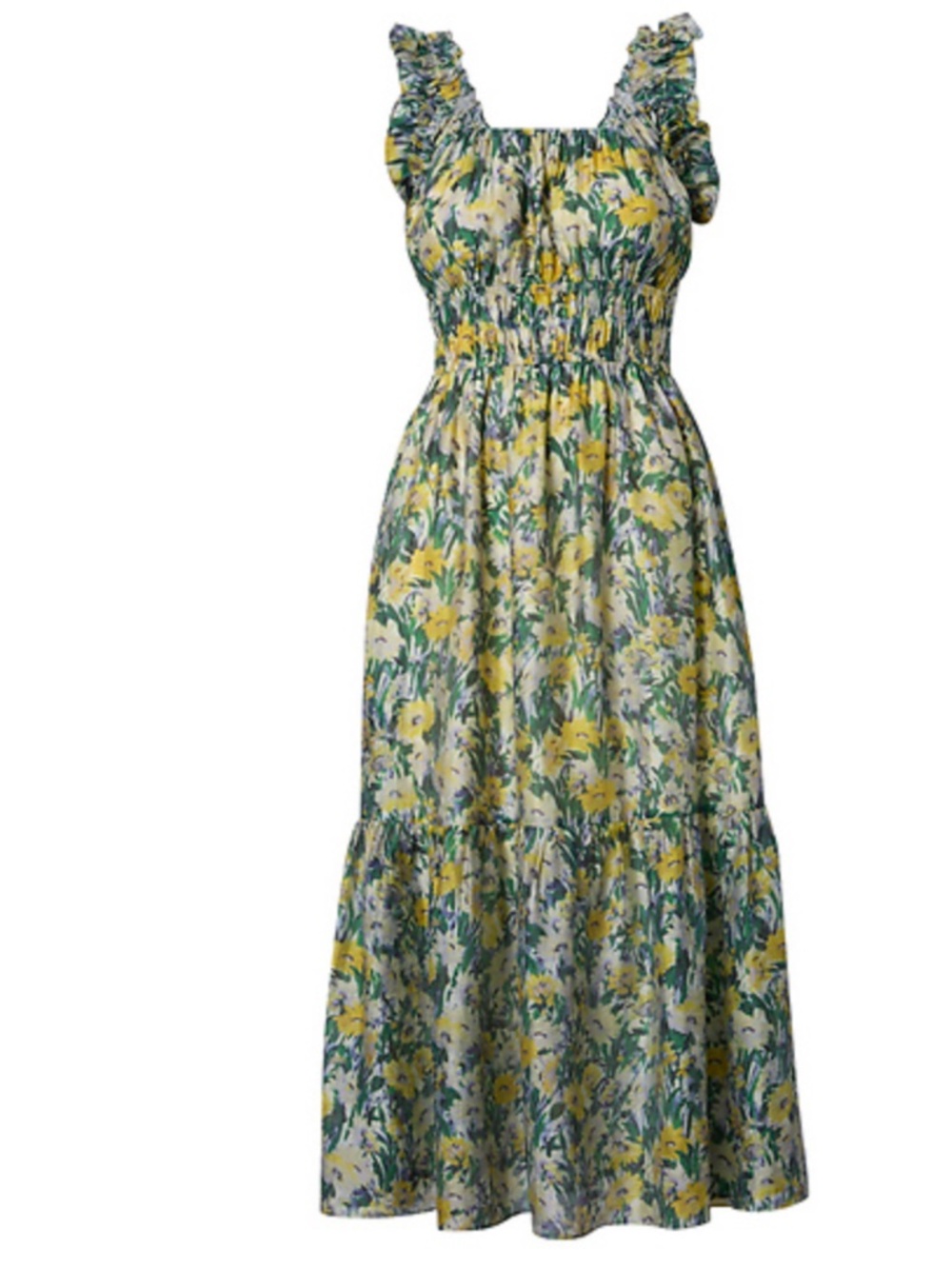 This MELLODAY floral ruffle shirred midi sundress